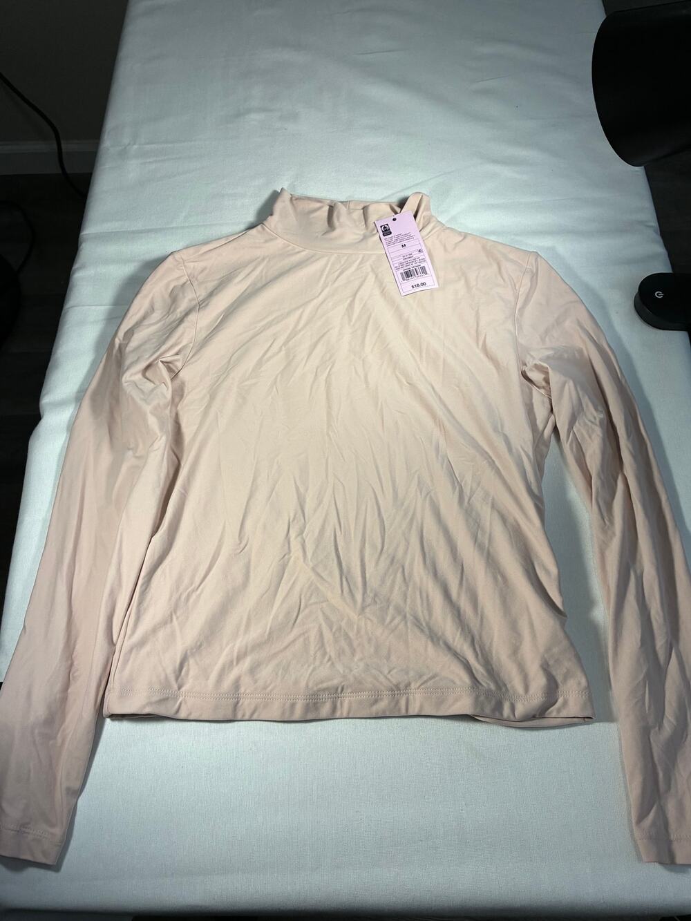 Beige Mock Neck Long Sleeve Top NWT M